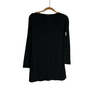 Eileen Fisher Black Long Sleeve Lightwight Super Mini Dress/Long Shirt Petite XS